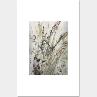 English Summer meadow, grasses, flowers design Posters and Art